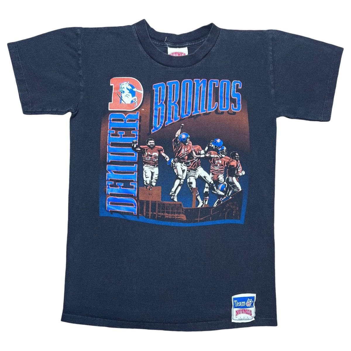NFL × Nutmeg × Vintage Vintage 90s NFL Denver Broncos Spell Out Graphic Nutmeg Tee Size US XS / EU 42 / 0 - 1 Thumbnail