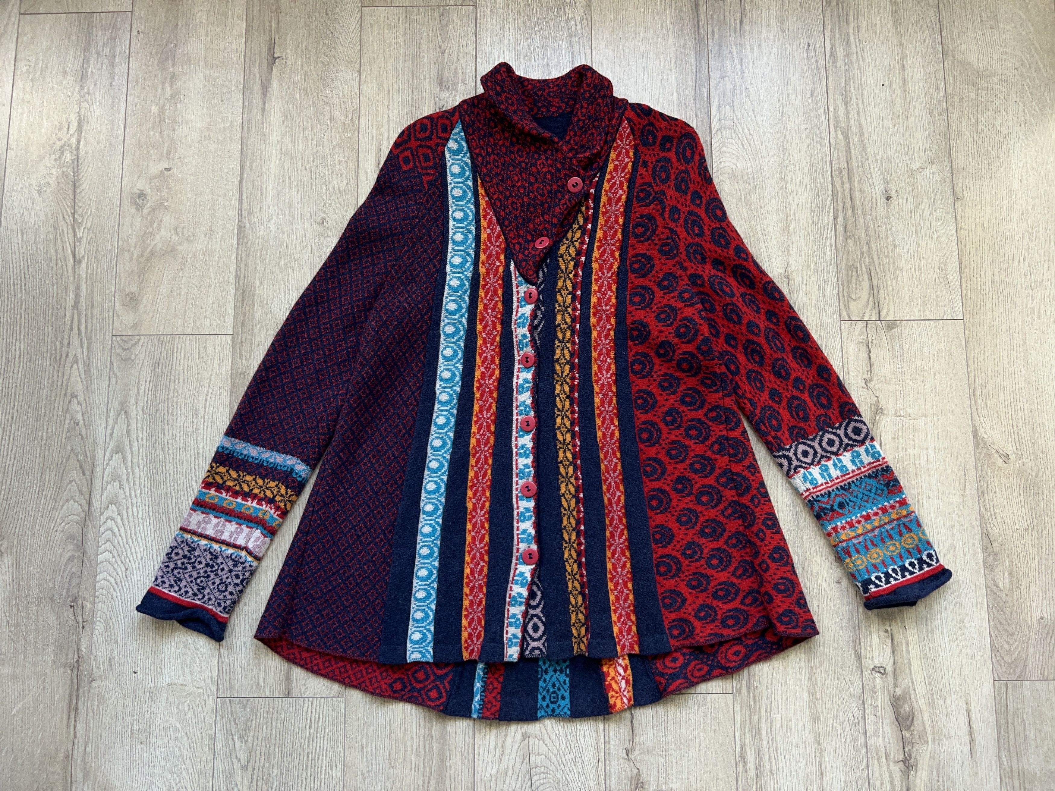 Traditional Weatherwear × Vintage Womens IVKO Colourful Jacket Cardigan Sweater Wool Geometric Size XS / US 0-2 / IT 36-38 - 1 Thumbnail