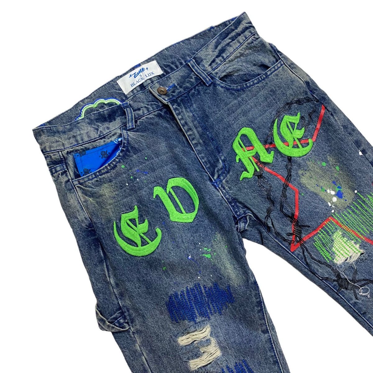 EVAE MOB X BLACK LUX PAINTING DENIM PANTS