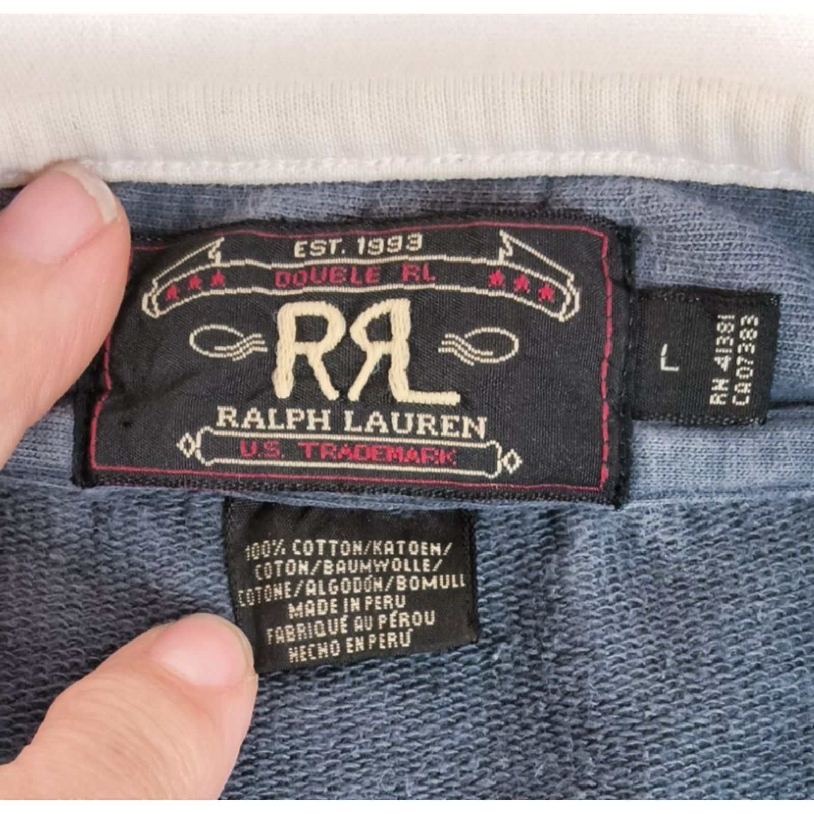 Ralph Lauren RRL Ralph Lauren Zip Sweatshirt Women's L Blue/White Cotton Size L / US 10 / IT 46 - 8 Thumbnail