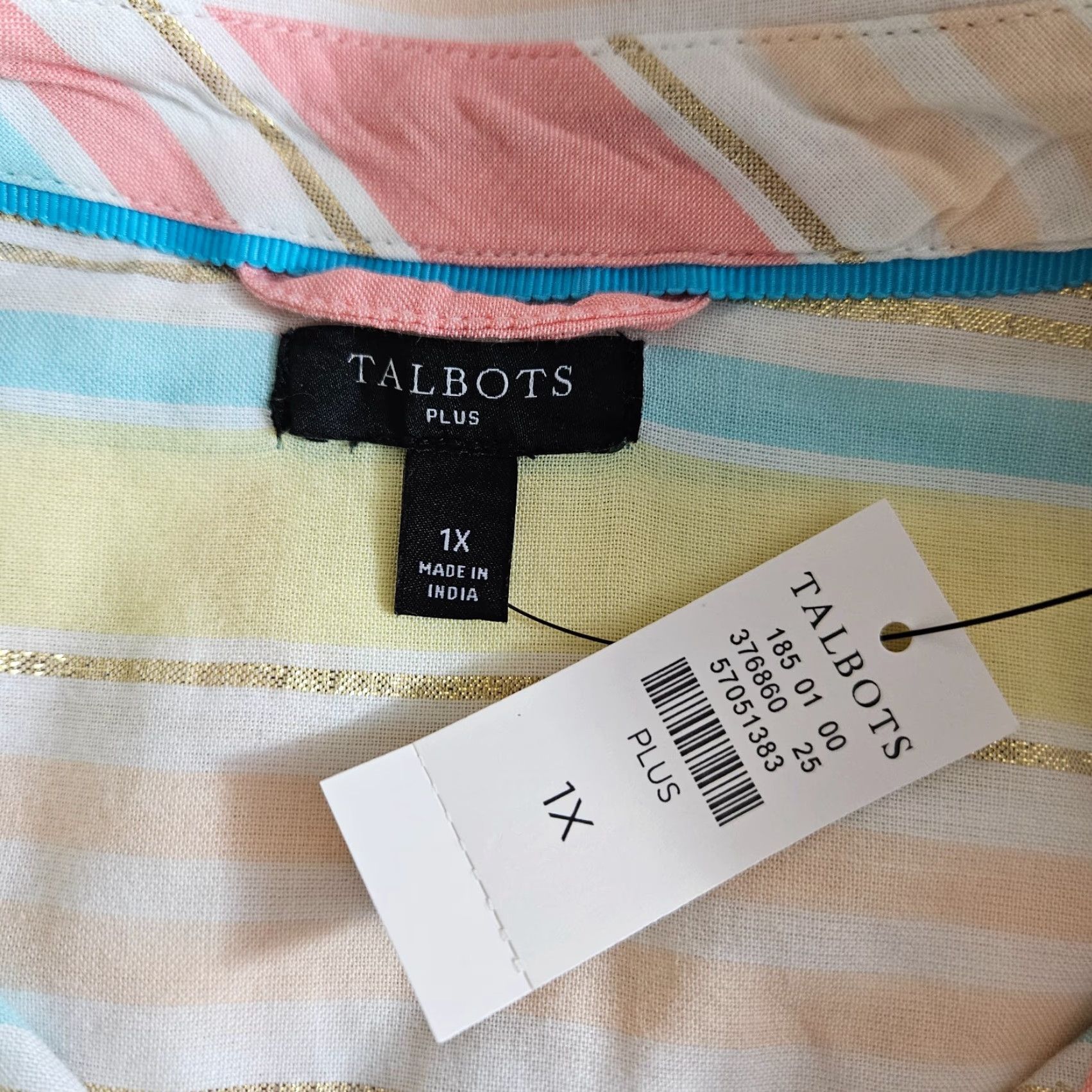 Talbots Talbots Womens Button Up Top Sz 1X Pink Blue Stripe Long Sleeve Cotton Blend Button-Up Shirt Womens Plus 1X Pink Stripe Vintage No (adjusted) Size XL / US 12-14 / IT 48-50 - 5 Thumbnail