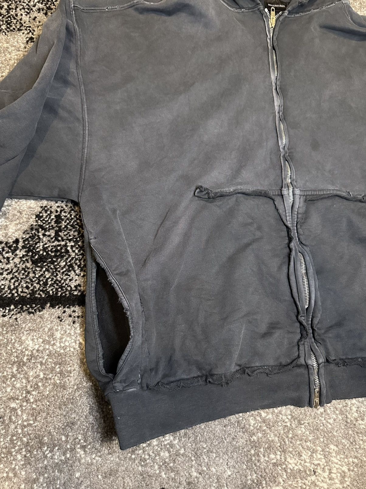 Balenciaga Tape Type Ripped Pocket Zip-Up Hoodie (Summer 23) Size US S / EU 44-46 / 1 - 4 Thumbnail