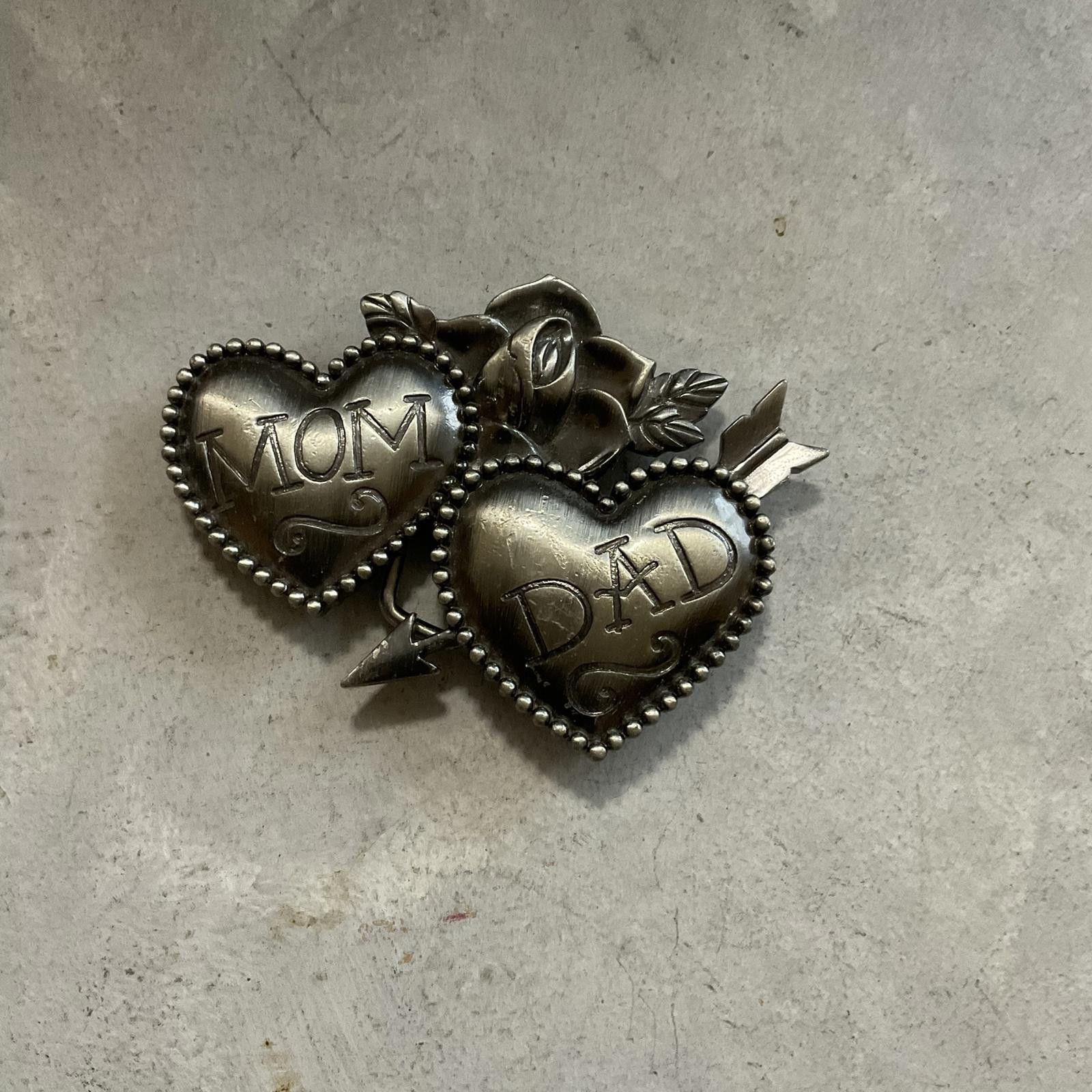 Vintage VTG y2k 2000's tattoo flash mom and dad silver belt buckle Size ONE SIZE - 1 Thumbnail