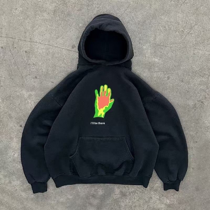 Japanese Brand × Vintage Black washed vintage palm print cotton hoodie Size US L / EU 52-54 / 3 - 1 Thumbnail