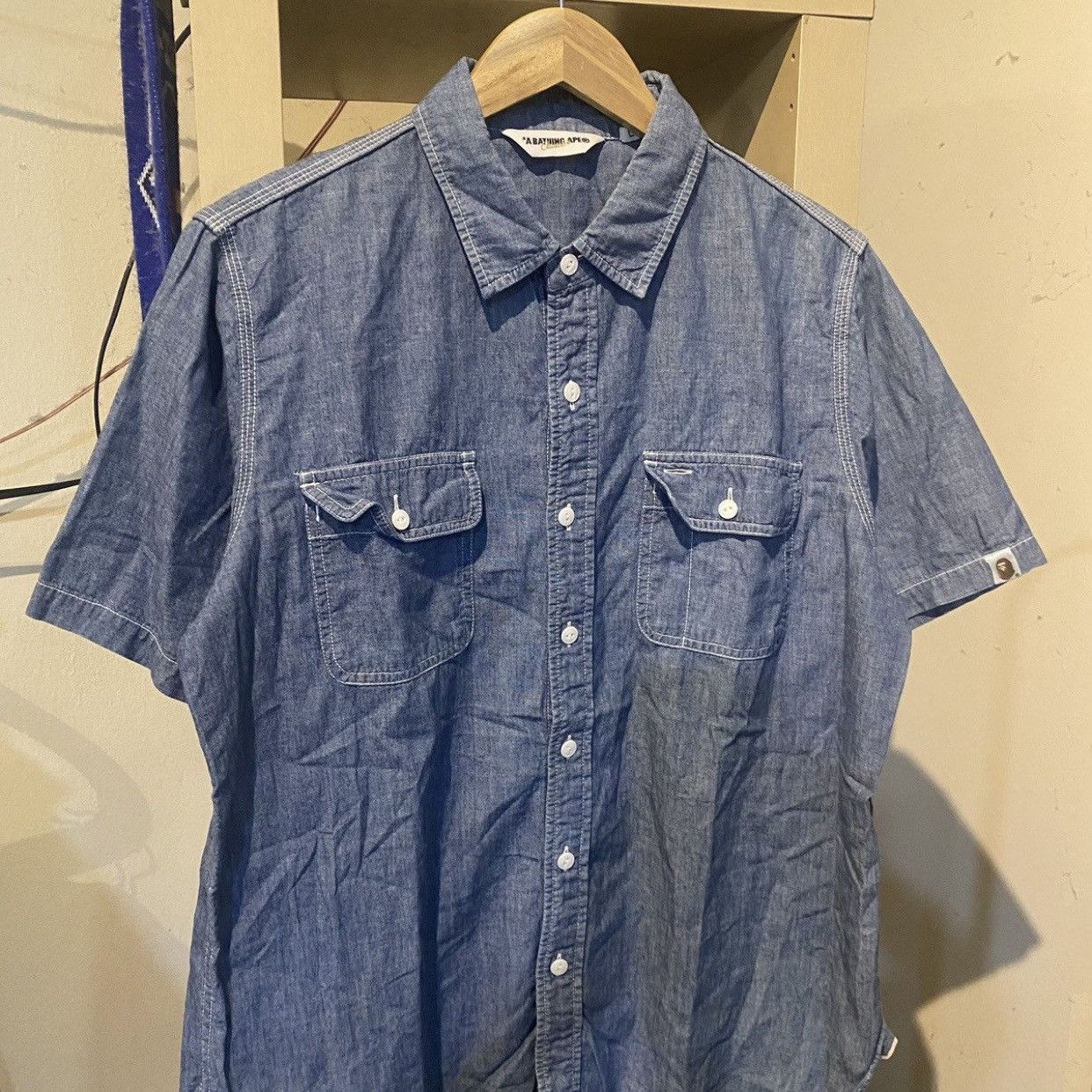Bape Bape A Bathing Ape Rare Selvedge Chambray Denim Work Shirt Size US L / EU 52-54 / 3 - 3 Thumbnail