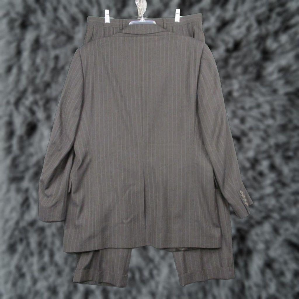 Vintage Paul Dione Suit Mens 2 Piece Gray Pinstriped 100% Wool 42L 36x30 Vintage No Size 42R - 1 Thumbnail