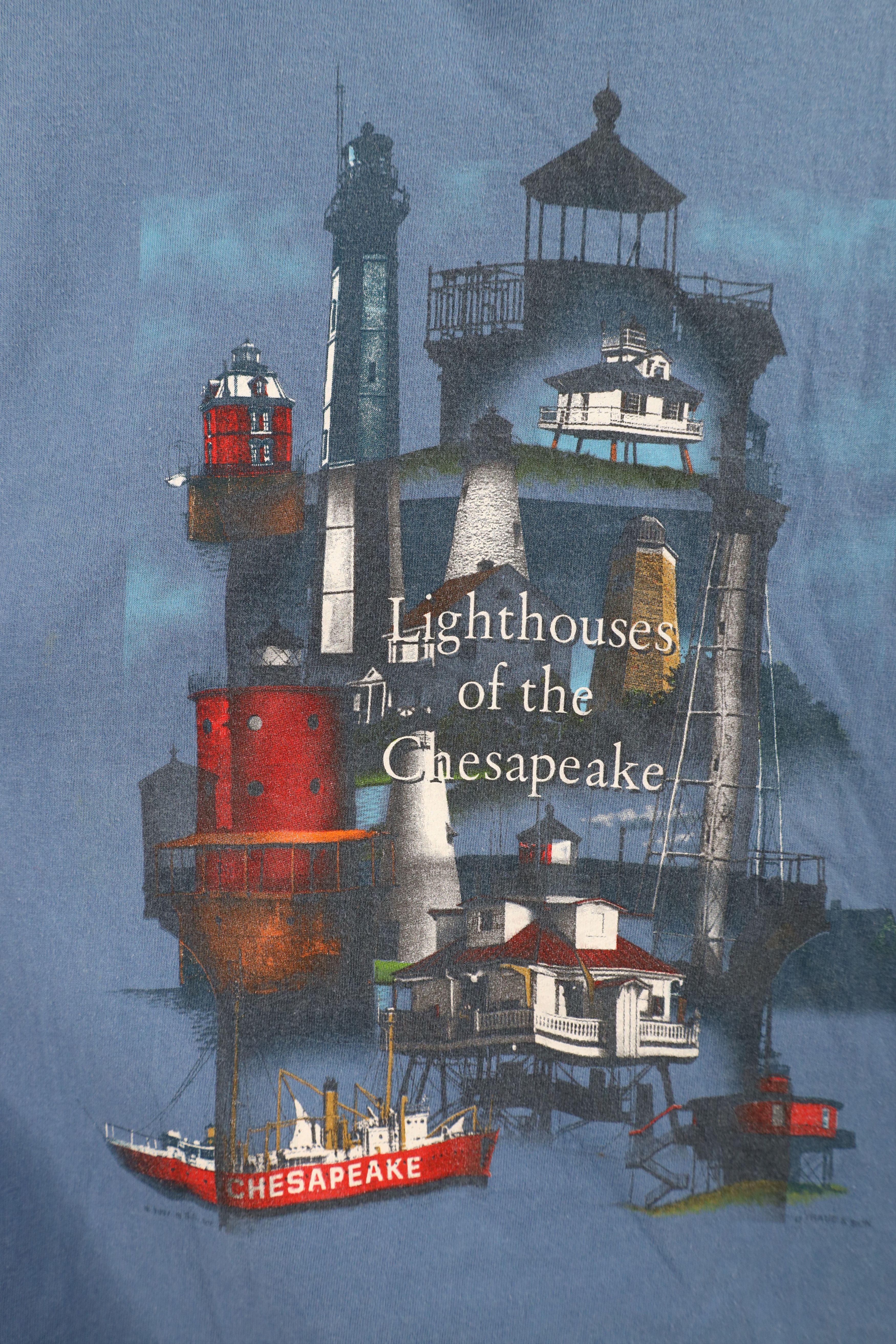 Vintage Vintage 90s Lighthouses of the Chesapeake T-Shirt Cotton Size US L / EU 52-54 / 3 - 8 Thumbnail