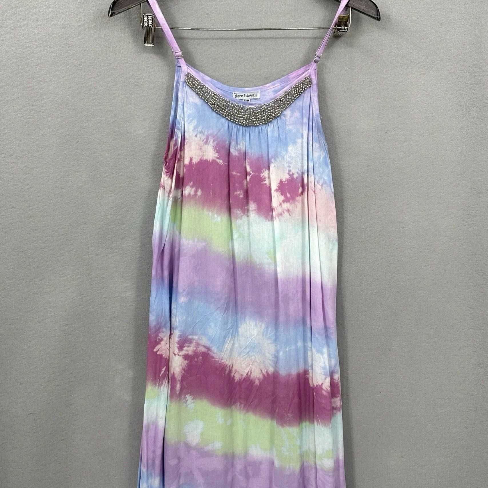 Vintage Tiare Hawaii Dress Womens S/M Tie Dye Beaded Boho Beach Cover up Summer Purple Size M / US 6-8 / IT 42-44 - 3 Thumbnail