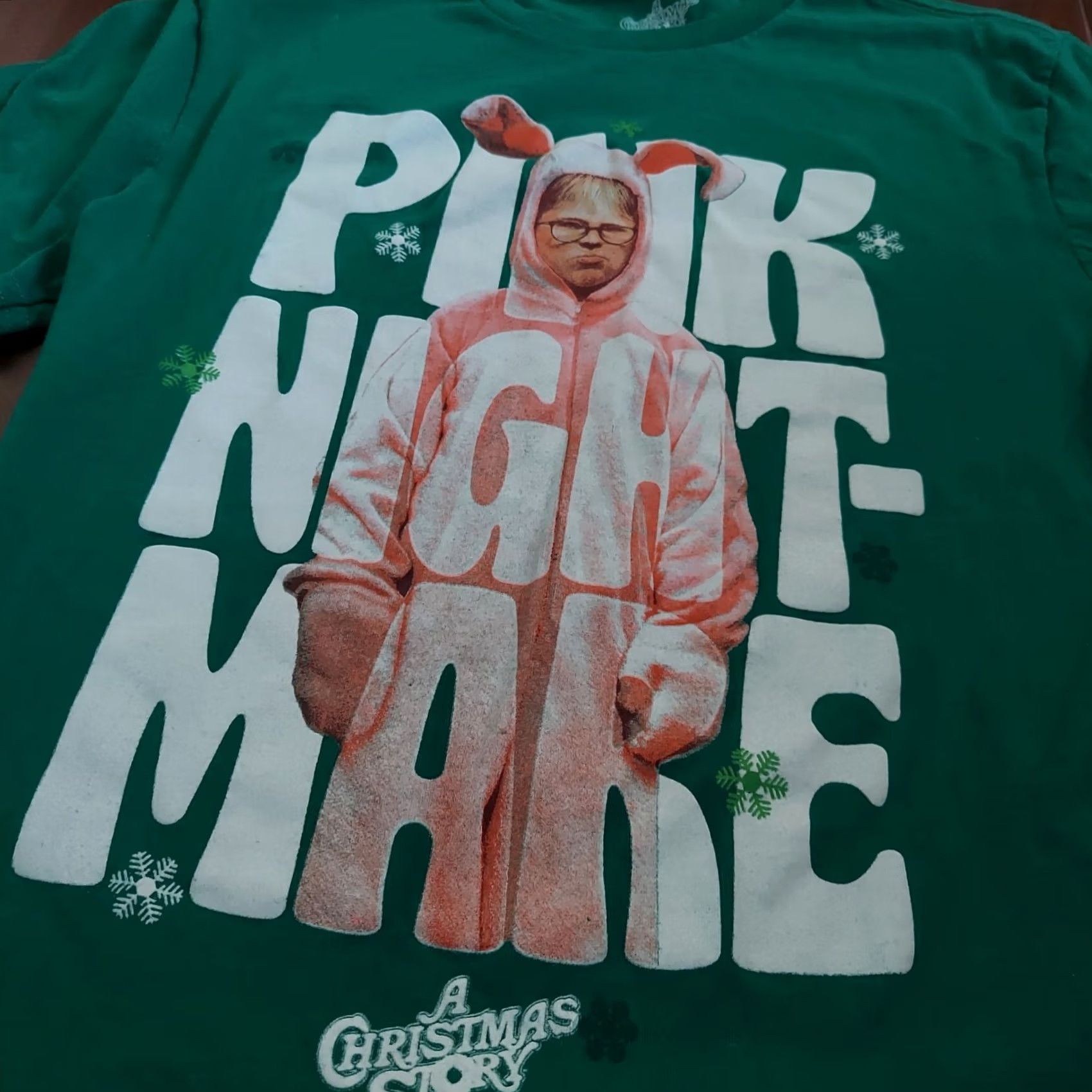 Vintage A Christmas Story T-Shirt Christmas Bunny Rabbit Graphic Print Crew Neck Short Sleeve Green 100% Cotton Small Men Size US S / EU 44-46 / 1 - 4 Thumbnail