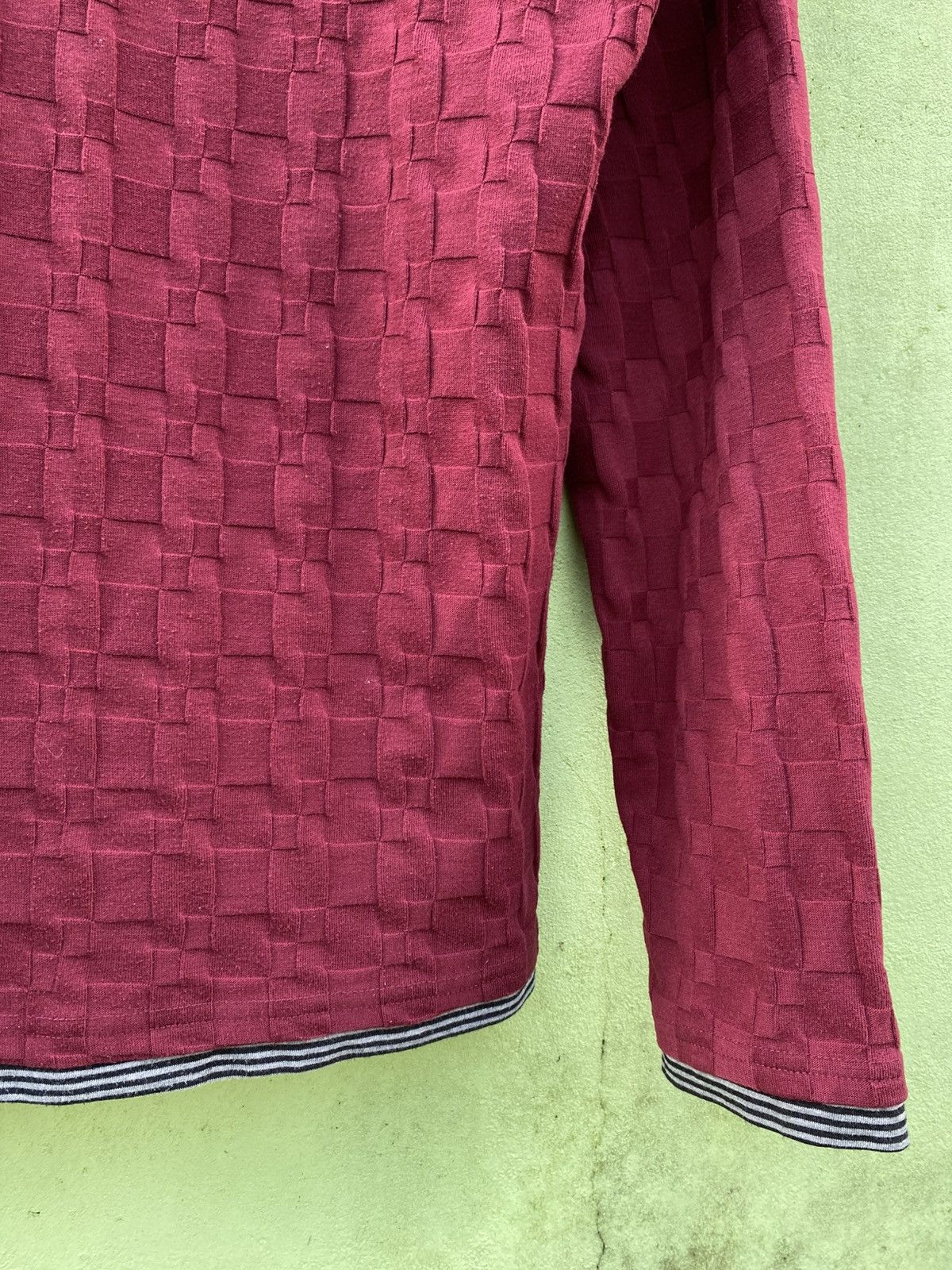 Japanese Brand Beams Heart Burgundy Textured Long Sleeve Japanese Vintage Size US M / EU 48-50 / 2 - 13 Thumbnail