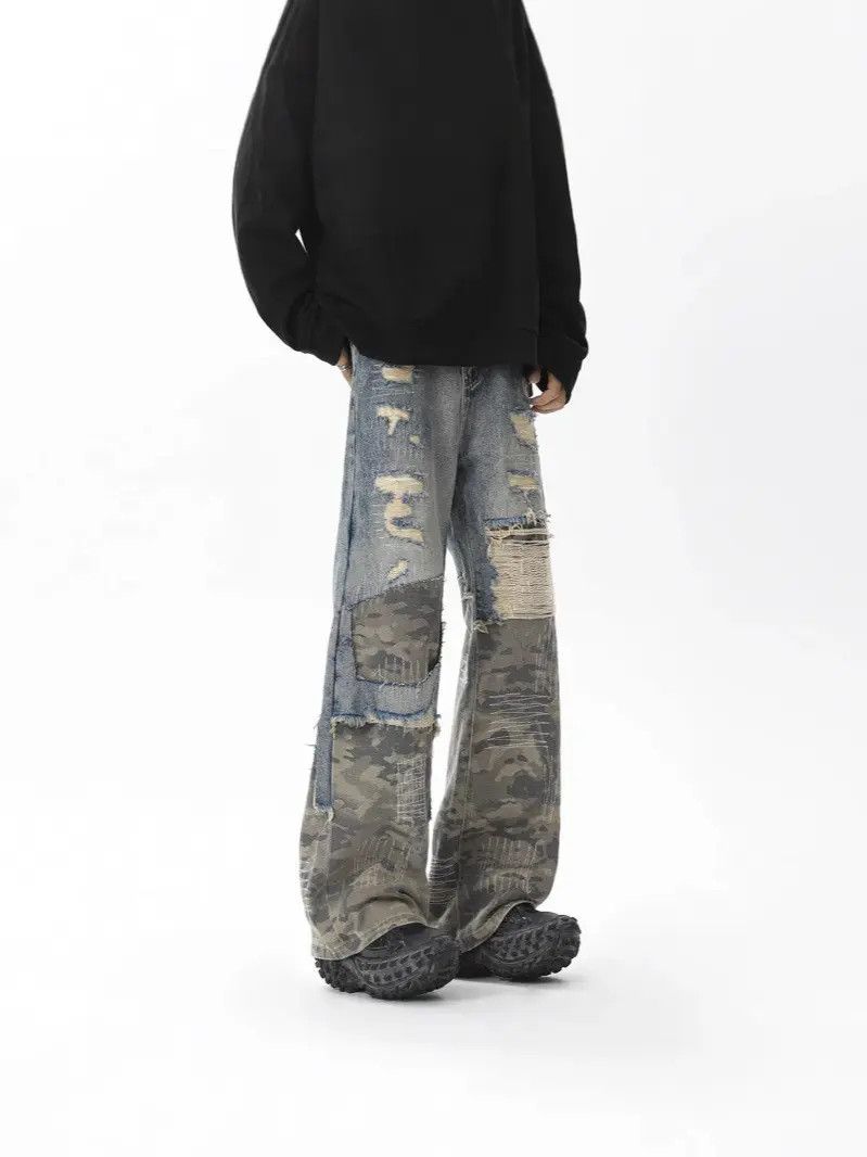 Japanese Brand × Jean Retro loose ripped patchwork jeans Size US 32 / EU 48 - 2 Thumbnail