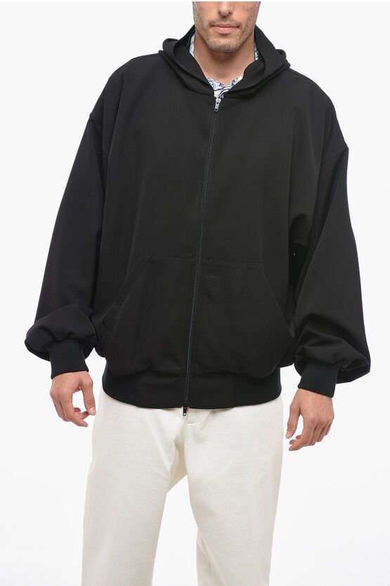 image of Balenciaga Og1Mm0424 Wool Hoodie In Black, Men's (Size Small)