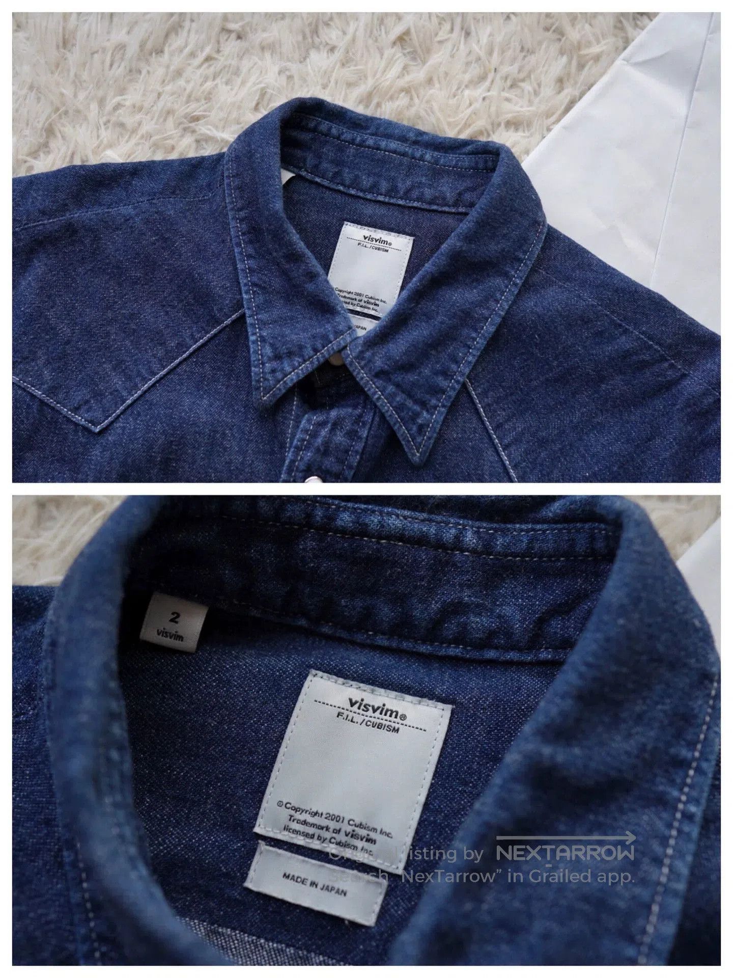 Visvim Blue Denim Long Sleeve Button-Up with Embroidered Sleeves. Size US M / EU 48-50 / 2 - 4 Thumbnail