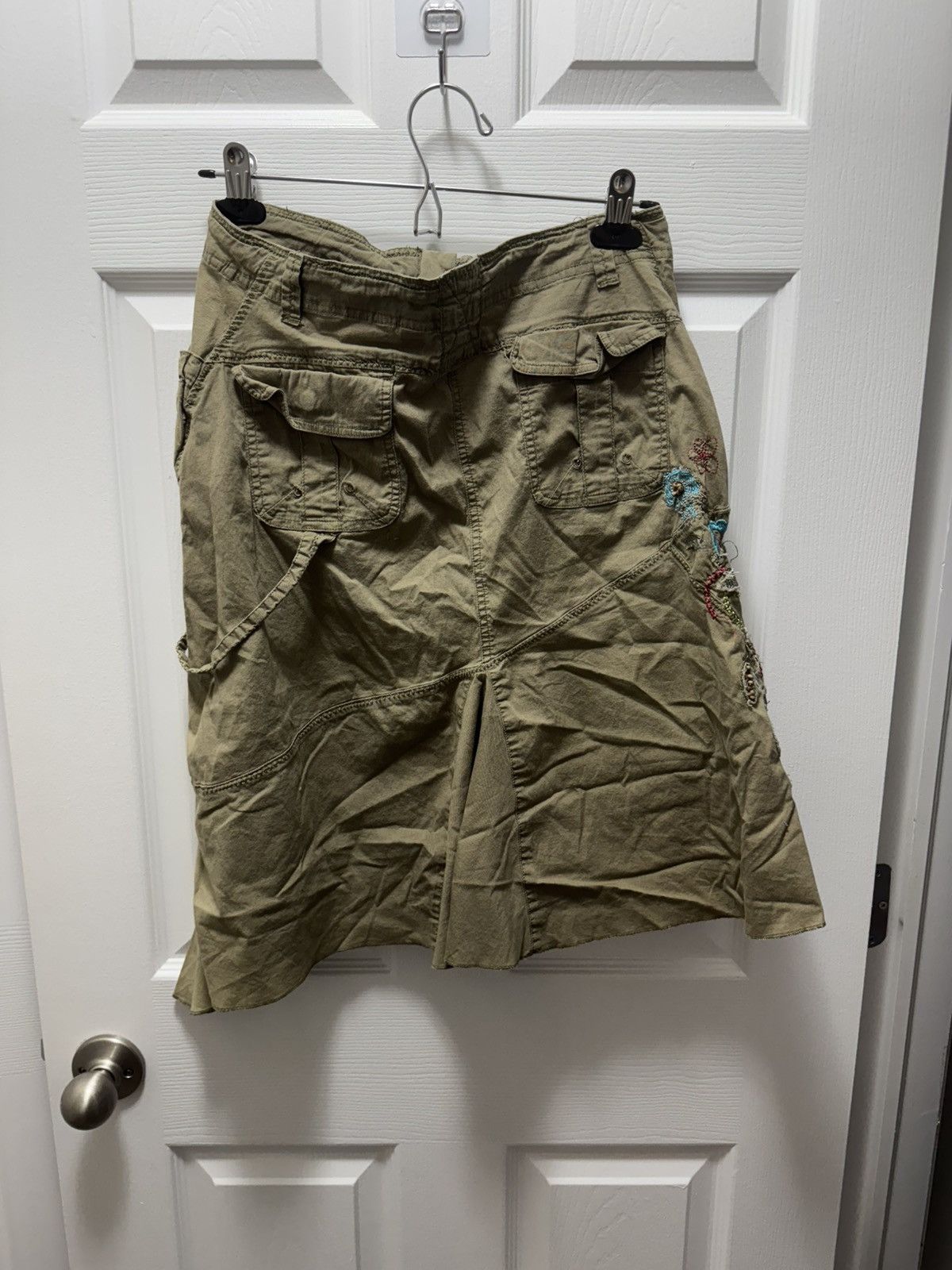 Custommade × Vintage Soho Jeans Cargo Skirt Custom Beaded Hippie Stoner Skirt Size 30" / US 8 / IT 44 - 2 Thumbnail
