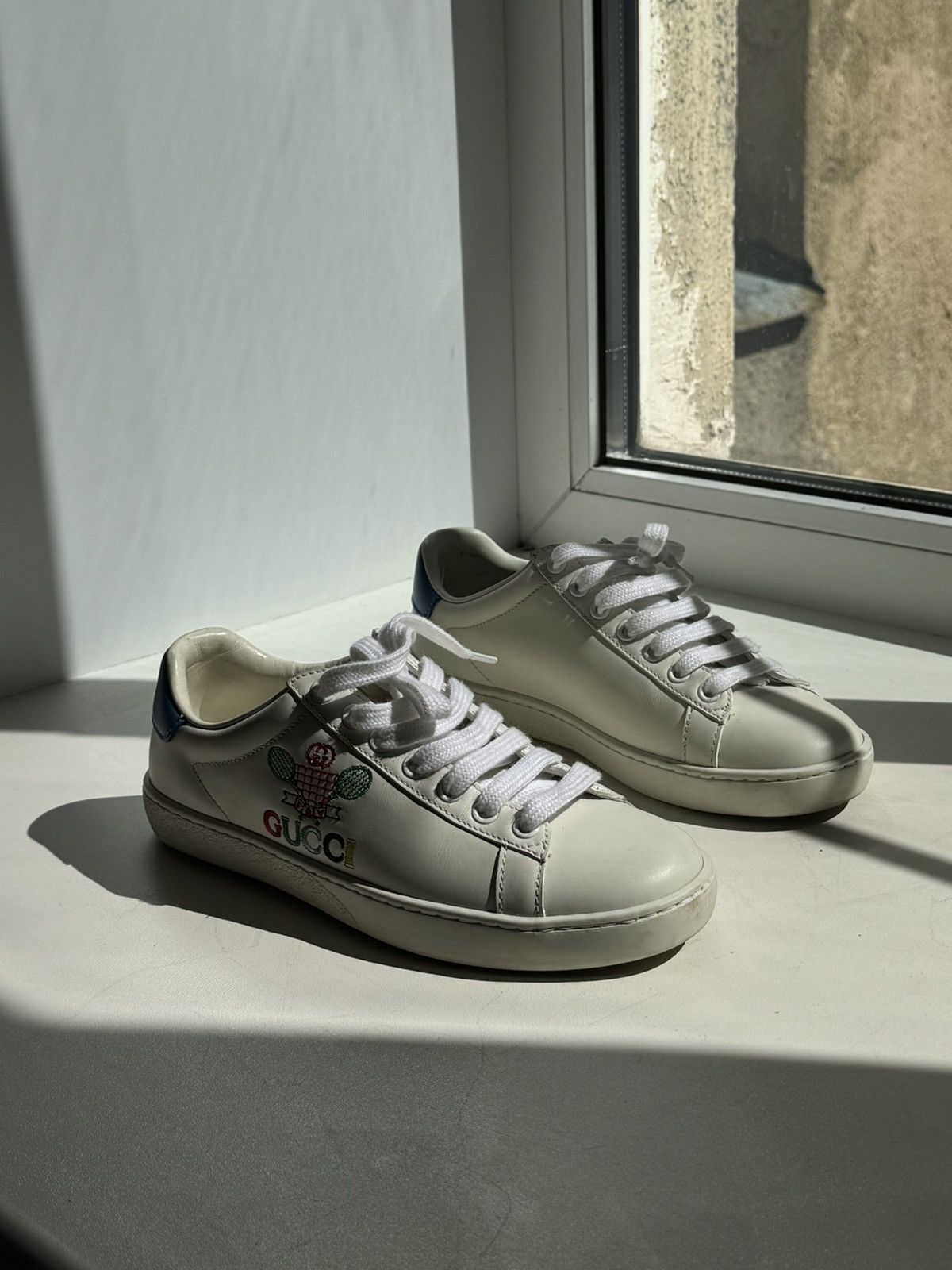 Gucci Gucci Ace Tennis Embroidered Sneakers Leather Size US 5.5 / IT 35.5 - 12 Thumbnail