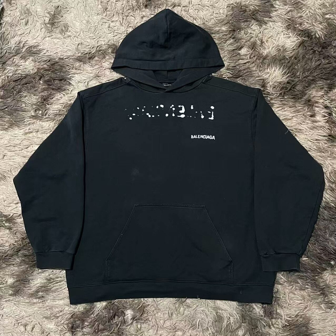 Balenciaga Black Logo Hoodie with Hood