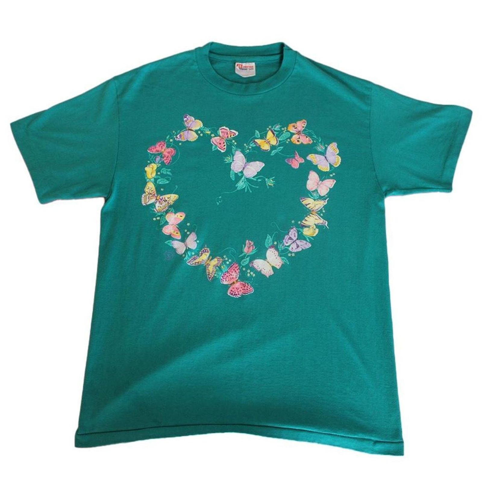 Vintage Vintage 90's Puff Print Butterfly Heart Graphic Tee Size L / US 10 / IT 46 - 3 Thumbnail