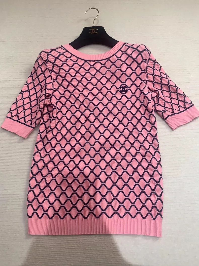 Chanel Chanel Pink diamond checkered short sleeves Size S / US 4 / IT 40 - 1 Thumbnail