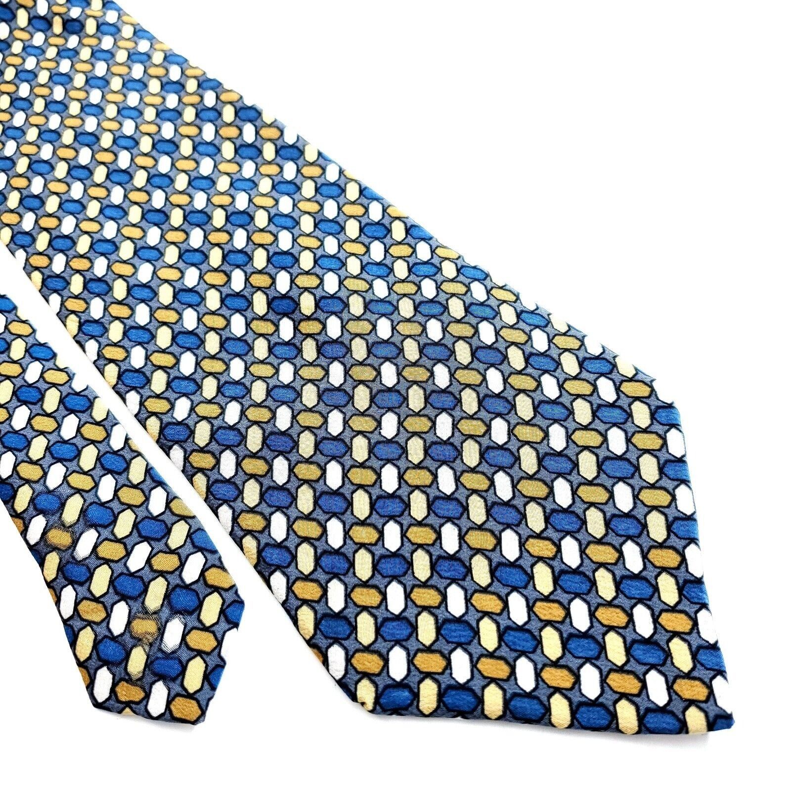 Principe Principe Red Tan White Geometric Print Wide Silk Tie Size ONE SIZE - 1 Thumbnail