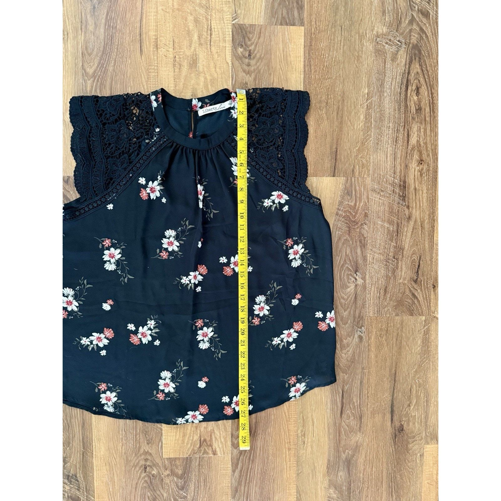 Other Boutique Shirt Women, Black Floral Short Sleeve Scoop Neck Size XL / US 12-14 / IT 48-50 - 5 Thumbnail