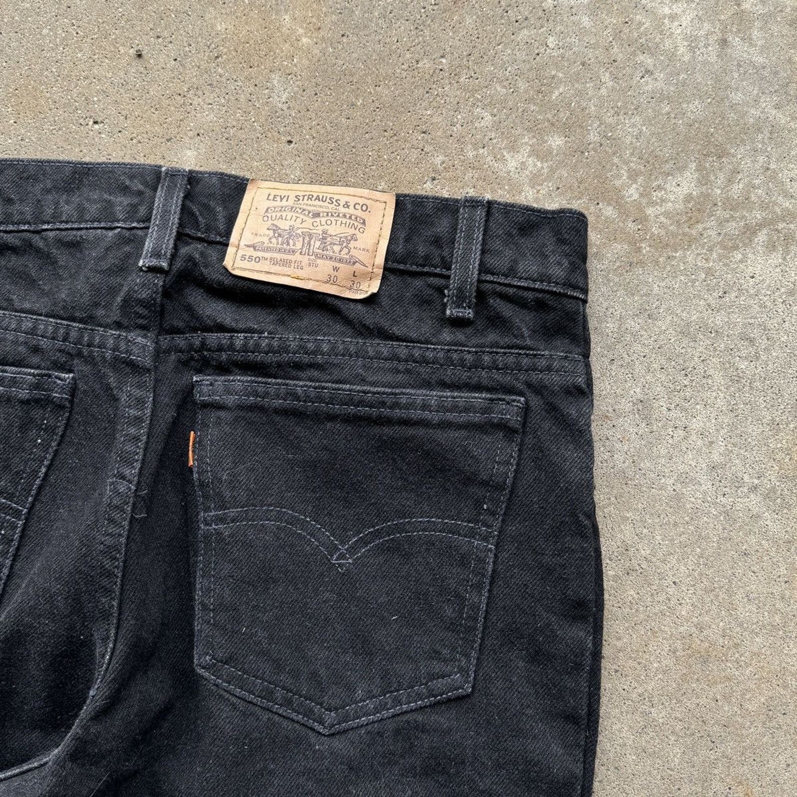 Levi's 90s Levi's 550 Black Jeans ERD Grunge Chrome Skater Size US 29 - 4 Thumbnail