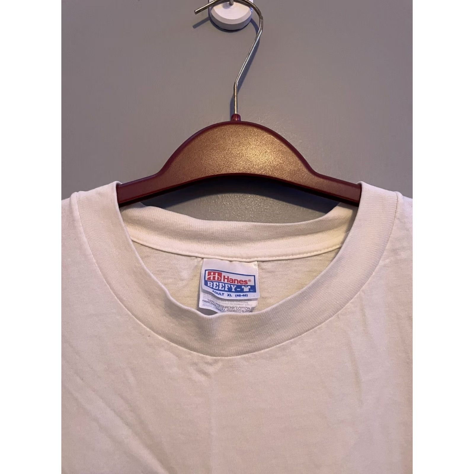 Hanes VINTAGE Hanes Beefy-T T-Shirt Men XL White 1990s Short Sleeve Crew Neck Cotton Hanes Beefy-T Size US XL / EU 56 / 4 - 4 Thumbnail