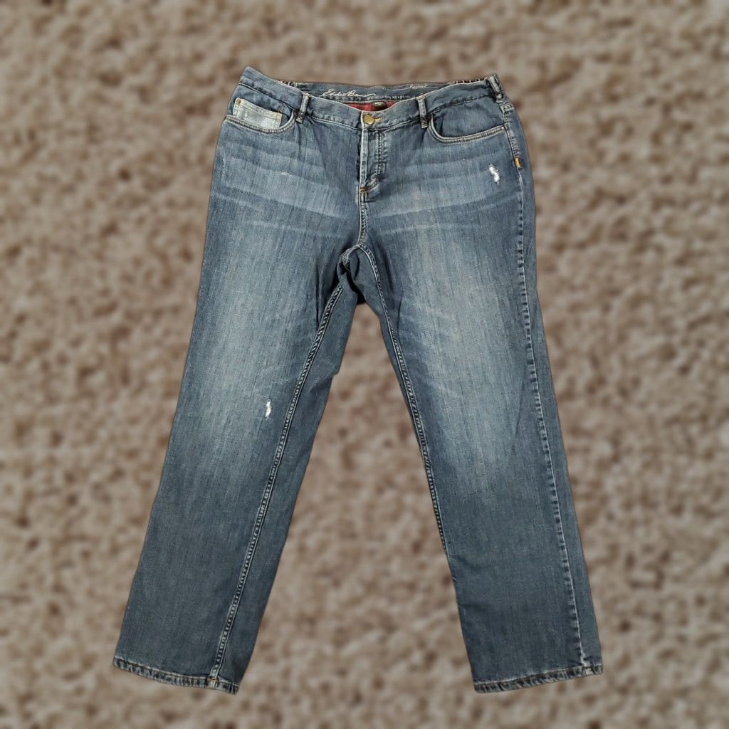 Eddie Bauer VINTAGE Eddie Bauer Flannel Lined Jeans Blue Straight Leg Womens 18W Jeans Size 40" / US 18 - 1 Thumbnail