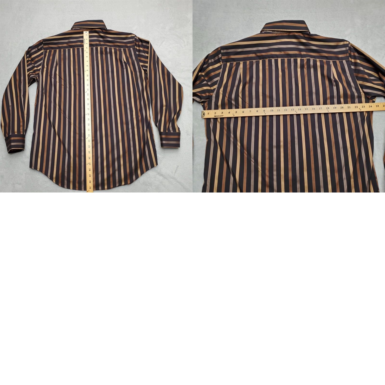 Vintage VINTAGE Kenneth Roberts Shirt Mens L Brown 100% Cotton Platinum Long Sleeve Casual Striped Button-Up Tailored Designer Western Modern Mens Size US L / EU 52-54 / 3 - 8 Thumbnail