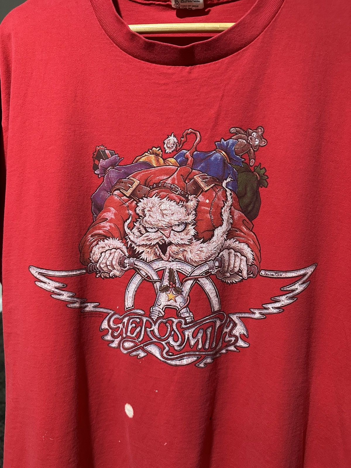 Aerosmith Vintage Aerosmith 1994 Red Cartoon Christmas Biker T-Shirt Size US XL / EU 56 / 4 - 3 Thumbnail