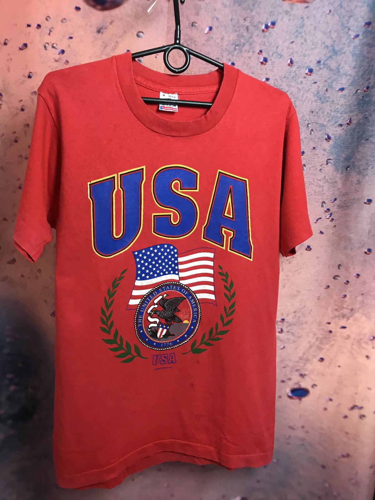Vintage Vintage USA Flag red t shirt Size US M / EU 48-50 / 2 - 2 Thumbnail