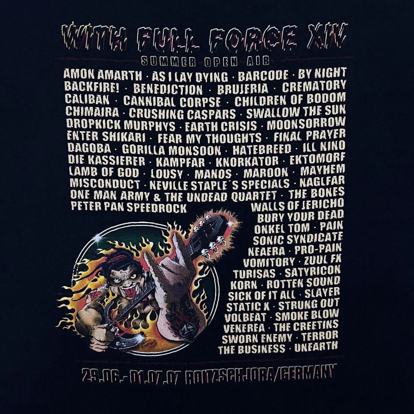 Fruit Of The Loom With Full Force XIV (2007) Heavy Metal Hardcore Band Lineup Black T-Shirt XL Size US XL / EU 56 / 4 - 4 Thumbnail