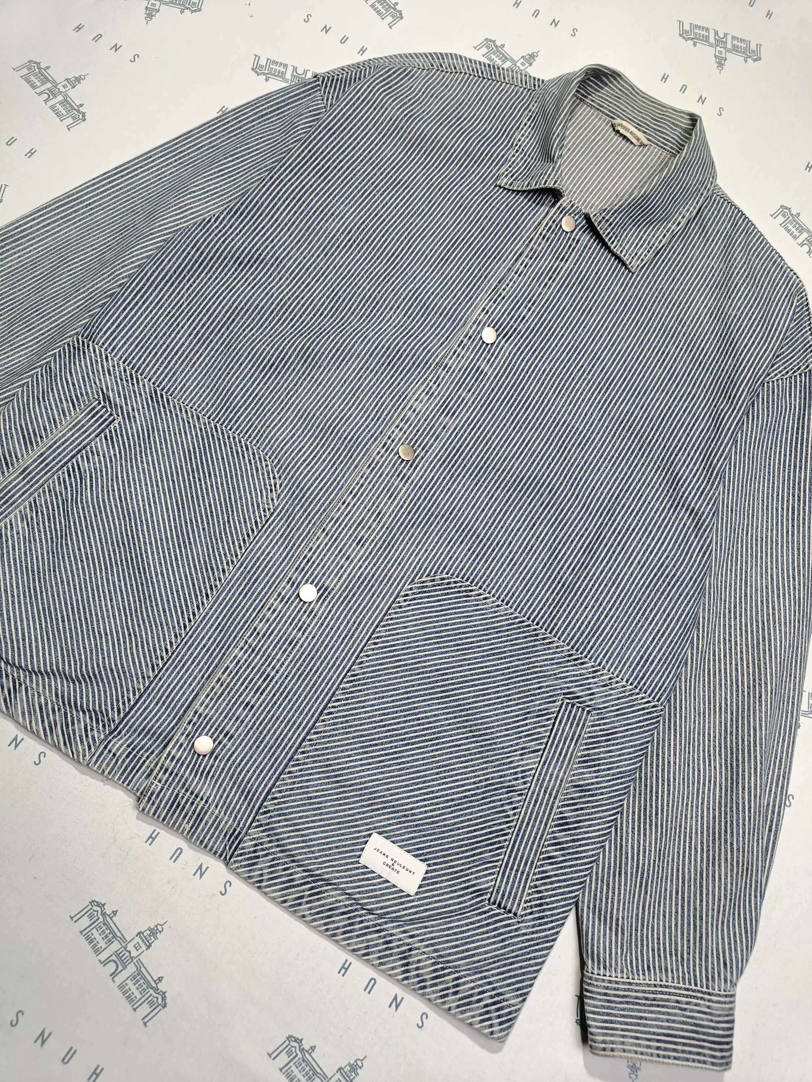Japanese Brand Jean Helleunt & Create HICKORY STRIPE CHORE Size US XL / EU 56 / 4 - 11 Thumbnail