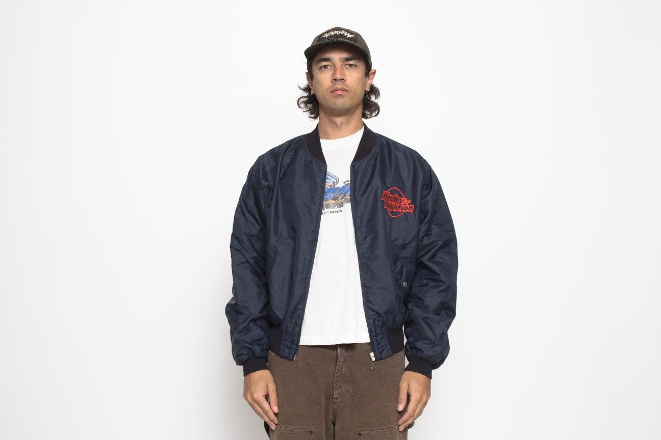 Harley Davidson NAVY ZIP UP BOMBER JACKET BY HARLEY DAVIDSON Size US XL / EU 56 / 4 - 1 Thumbnail