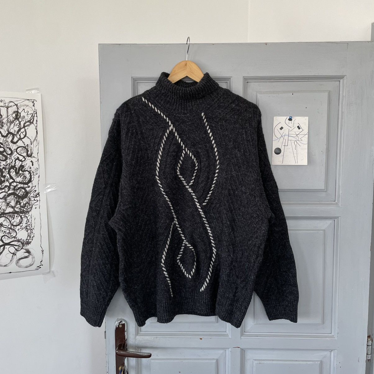 Carlo Colucci Carlo Colucci Men’s Wool Knitted Sweater High Collar Size US L / EU 52-54 / 3 - 2 Thumbnail