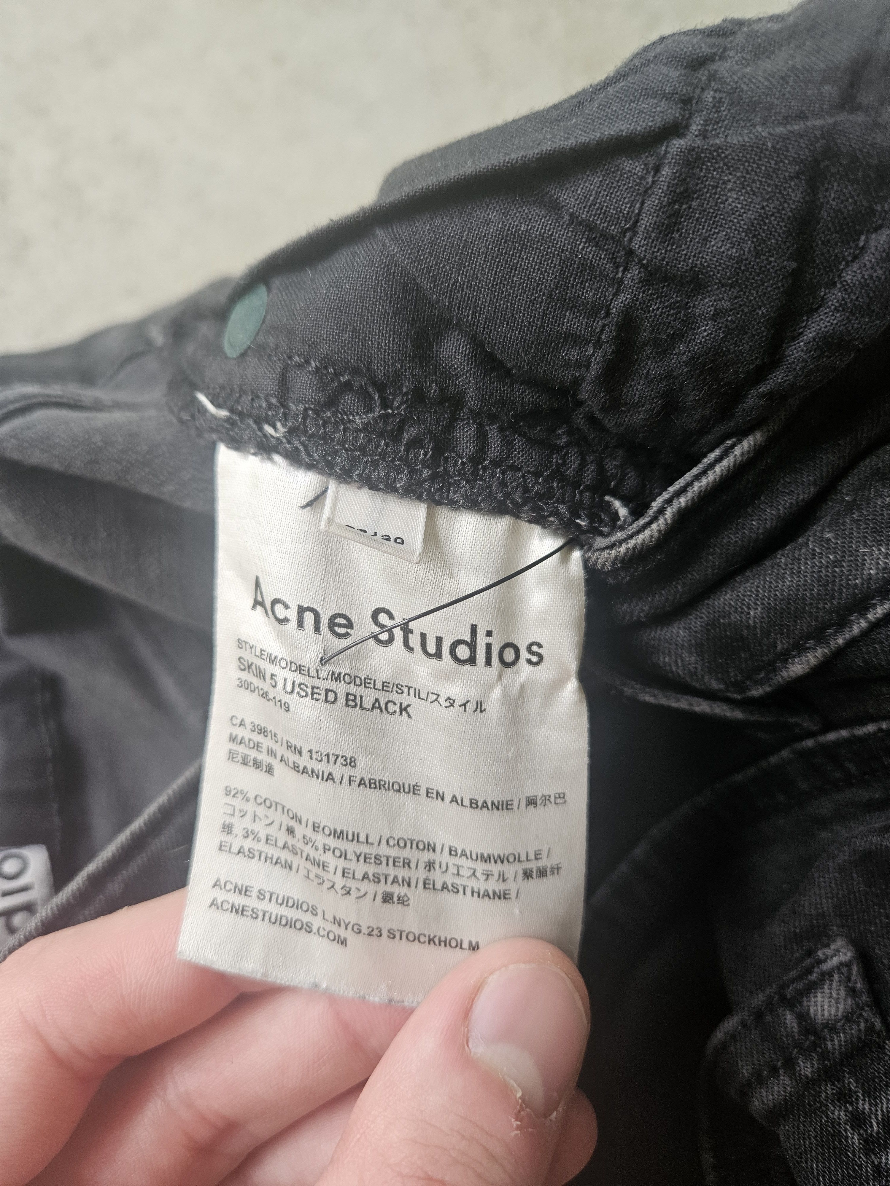 Acne Studios Skin 5 Used Black Skinny Denim Jeans Size US 27 - 7 Thumbnail
