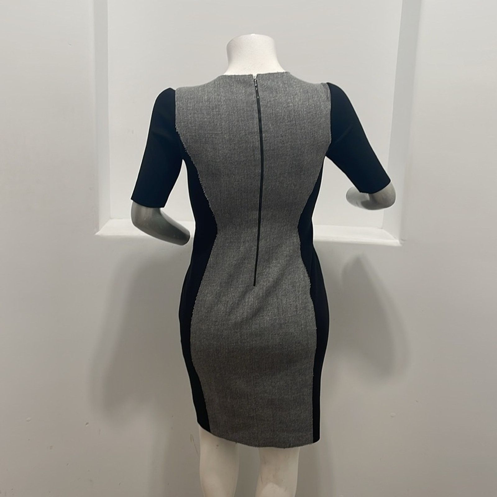 Elie Tahari Elie Tahari Axel Black Gray Sheath Dress Short Sleeve 10 Size L / US 10 / IT 46 - 2 Thumbnail