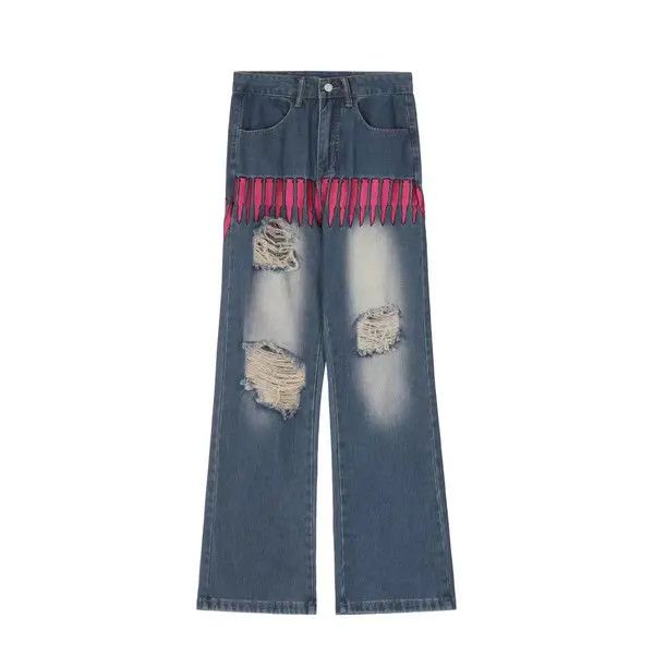 Japanese Brand VIBE Retro high street design embroidered ripped jeans Size US 34 / EU 50 - 5 Thumbnail