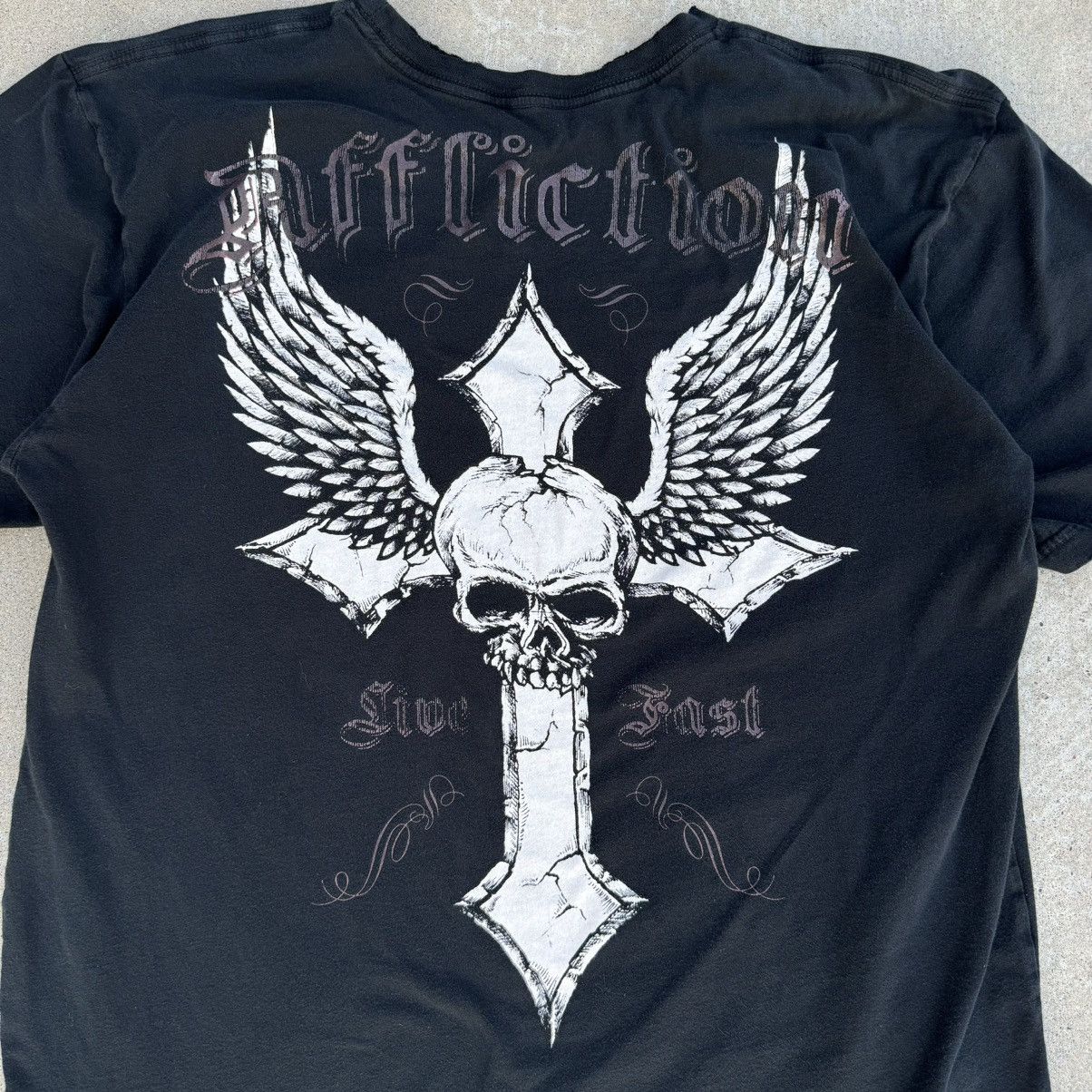 Affliction × Harley Davidson × JNCO Vintage Y2K Black Distressed Affliction AOP Graphic Tee XXL Size US XXL / EU 58 / 5 - 2 Thumbnail