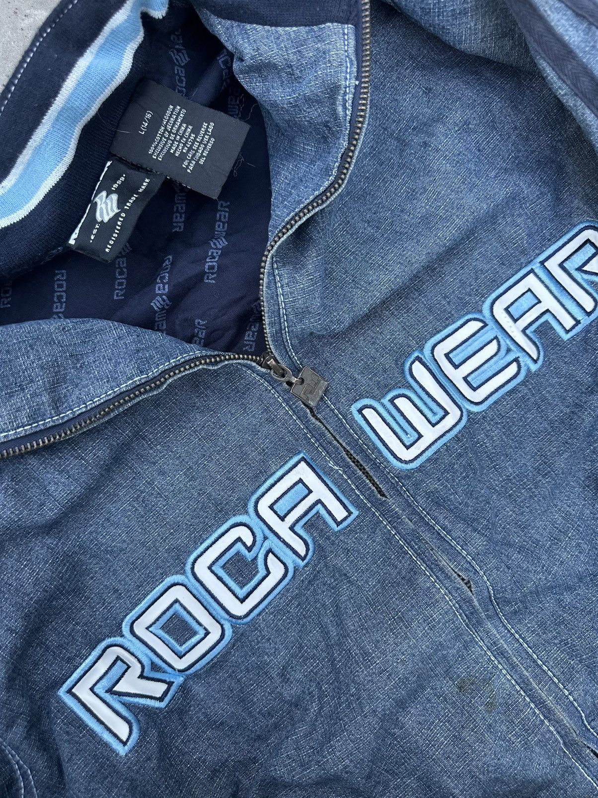 Rocawear Vintage Y2K Rocawear Embroidered Denim Track Jacket Indigo Size US L / EU 52-54 / 3 - 3 Thumbnail