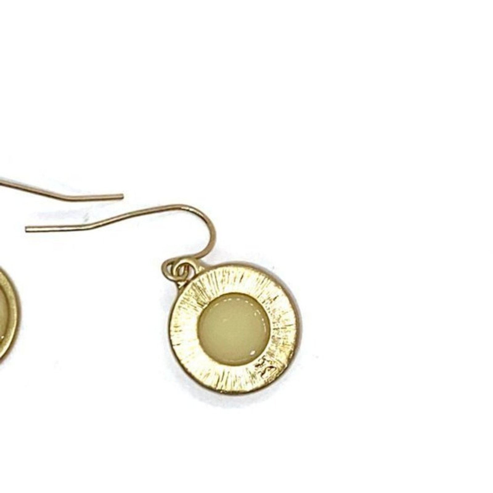 Handmade Beige Pendant Gold-Tone Dangle Earrings Size ONE SIZE - 3 Thumbnail