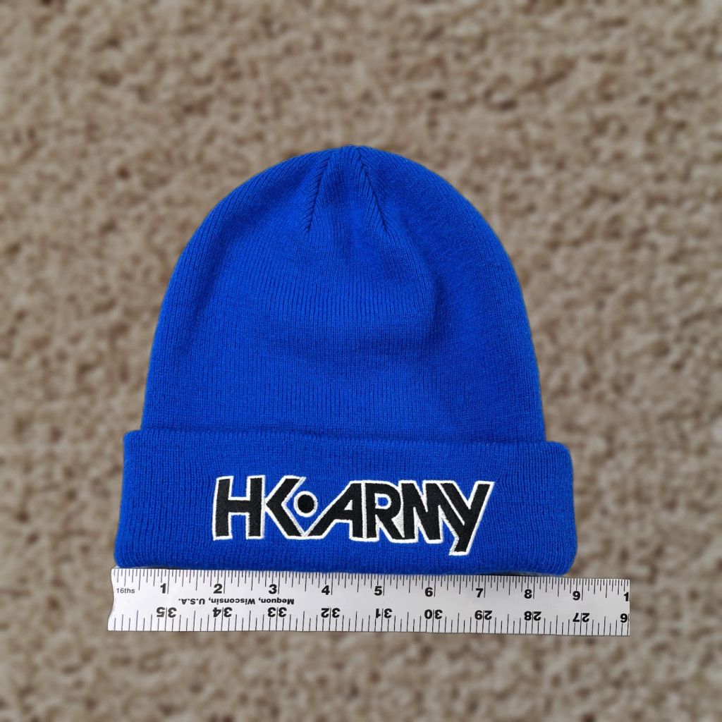 Vintage HK Arny Beanie Hat Adult One Size Blue Knit 100% Acrylic Embroidered Logo Ski Beanie Mens Size ONE SIZE - 1 Thumbnail