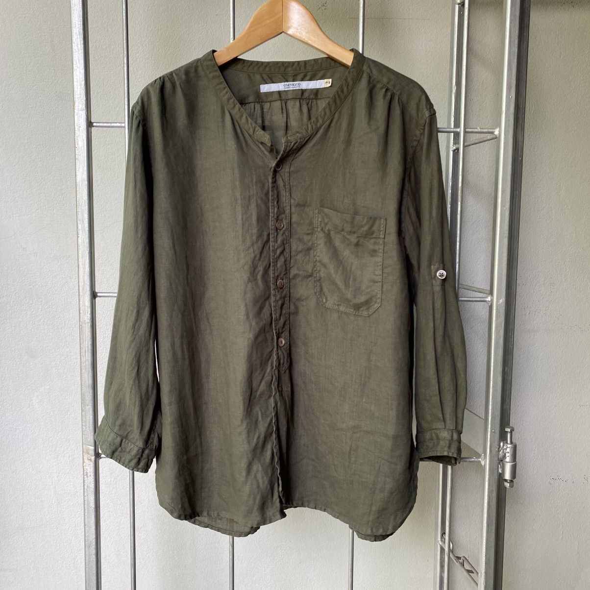 OMNIGOD OMNIGOD Dark Green Roll-Up Sleeve Blouse Size XS / US 0-2 / IT 36-38 - 1 Thumbnail
