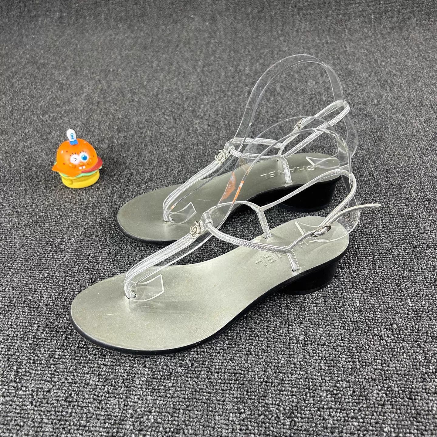 Chanel Chanel Silver Toe-Ring Sandals 38.5 Double C Size US 8 / IT 38 - 1 Thumbnail