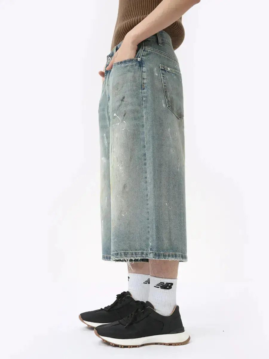 Japanese Brand Retro splashed ink dirty dyed denim shorts Size US 32 / EU 48 - 3 Thumbnail