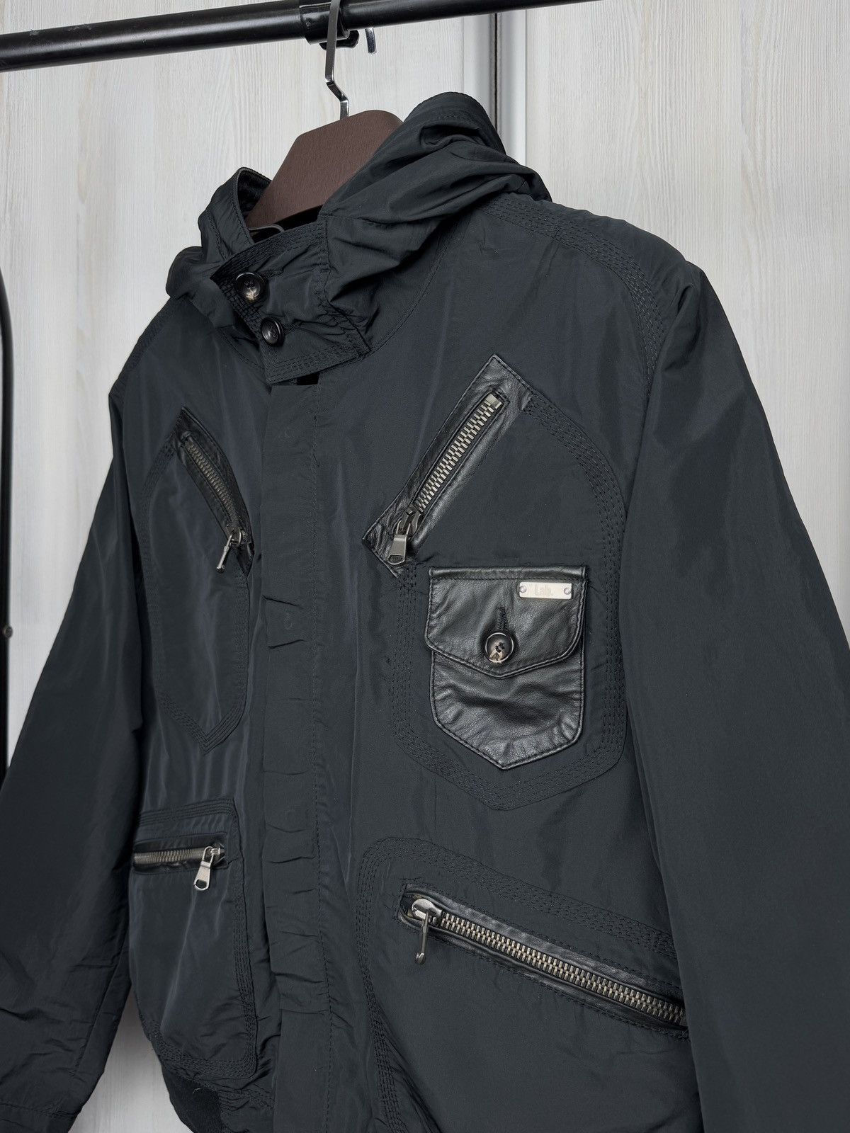 Pal Zileri Pal Zileri Lab black nylon leather multipocket hooded jacket Size US L / EU 52-54 / 3 - 4 Thumbnail