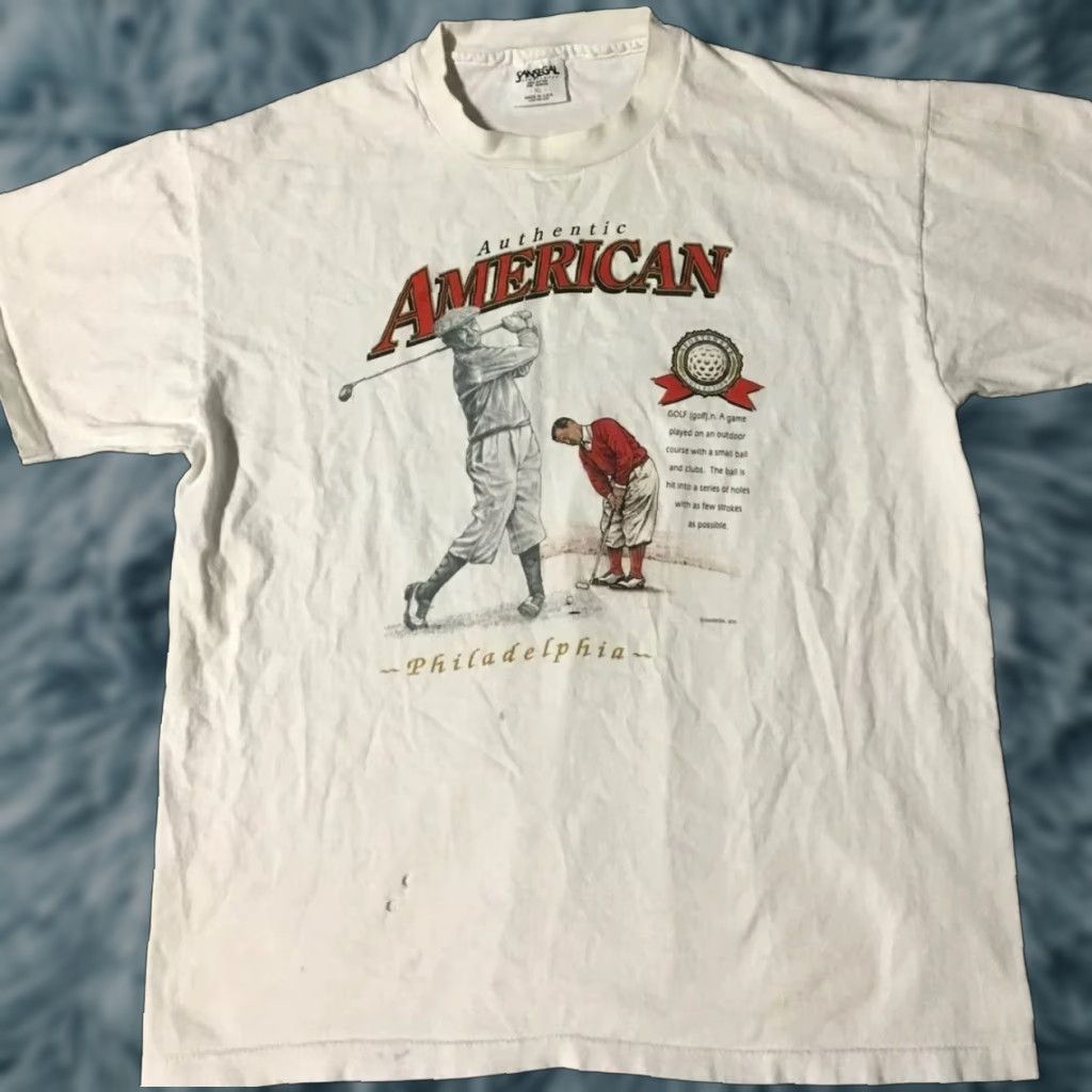 Vintage VINTAGE Philadelphia Golf Faded Distressed Shirt XL USA 90s Grunge Single Stitch White Men T-Shirt Size US XL / EU 56 / 4 - 1 Thumbnail
