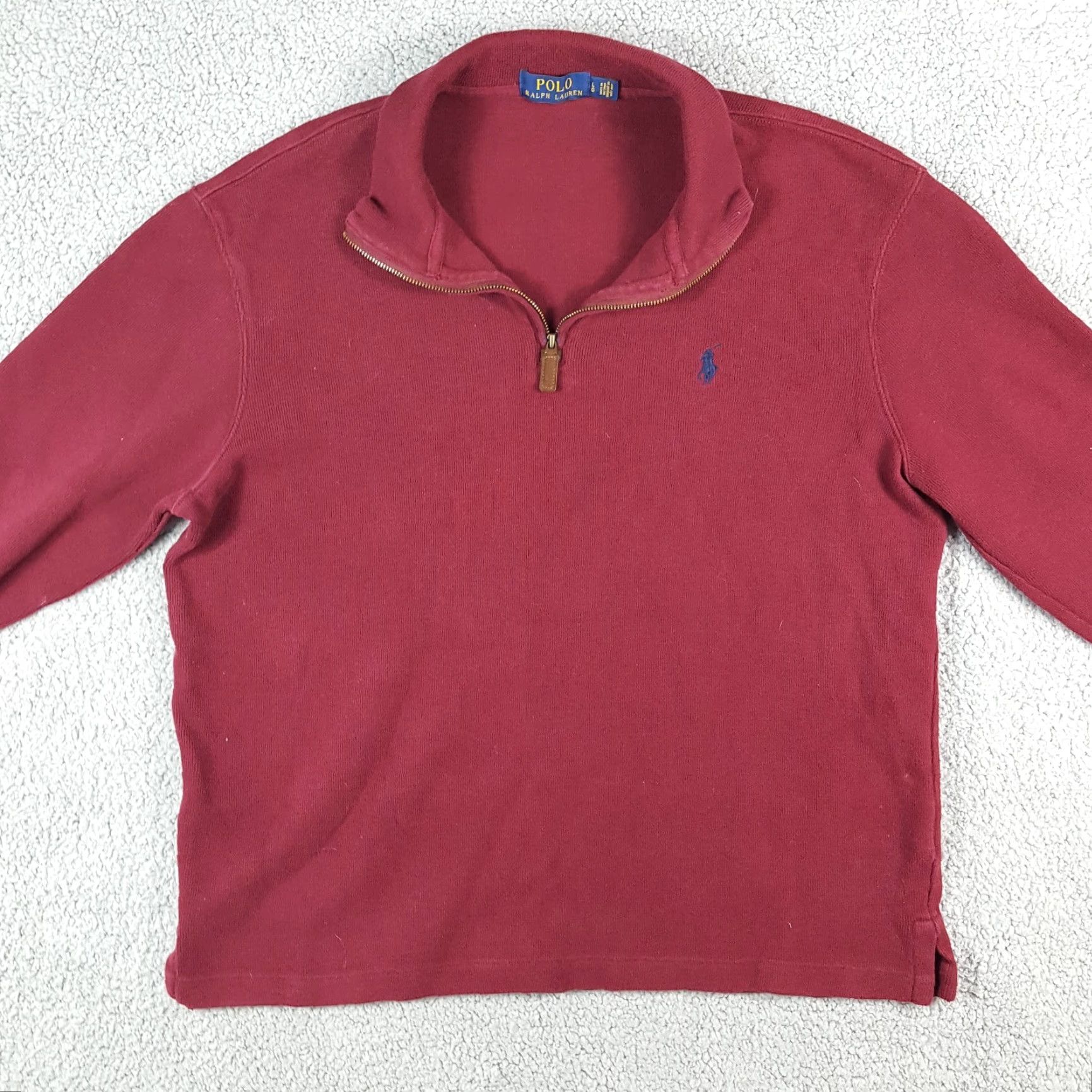 Ralph Lauren Vintage Ralph Lauren Polo Men's Large Knit Sweater 1/4 Zip Pullover Fall Winter Preppy Red Size US L / EU 52-54 / 3 - 4 Thumbnail