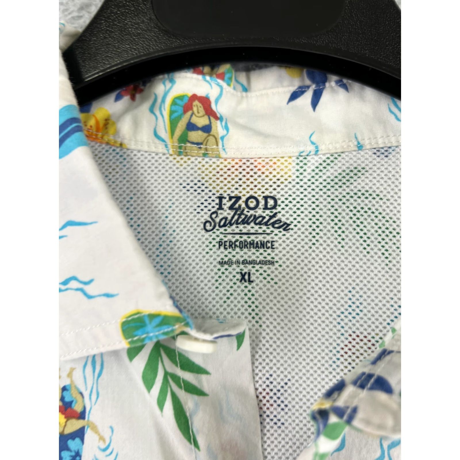 Izod IZOD Shirt Mens XL White Floral Surfers Palm All Over Print Flower Hawaiian Button-Up Size US XL / EU 56 / 4 - 3 Thumbnail