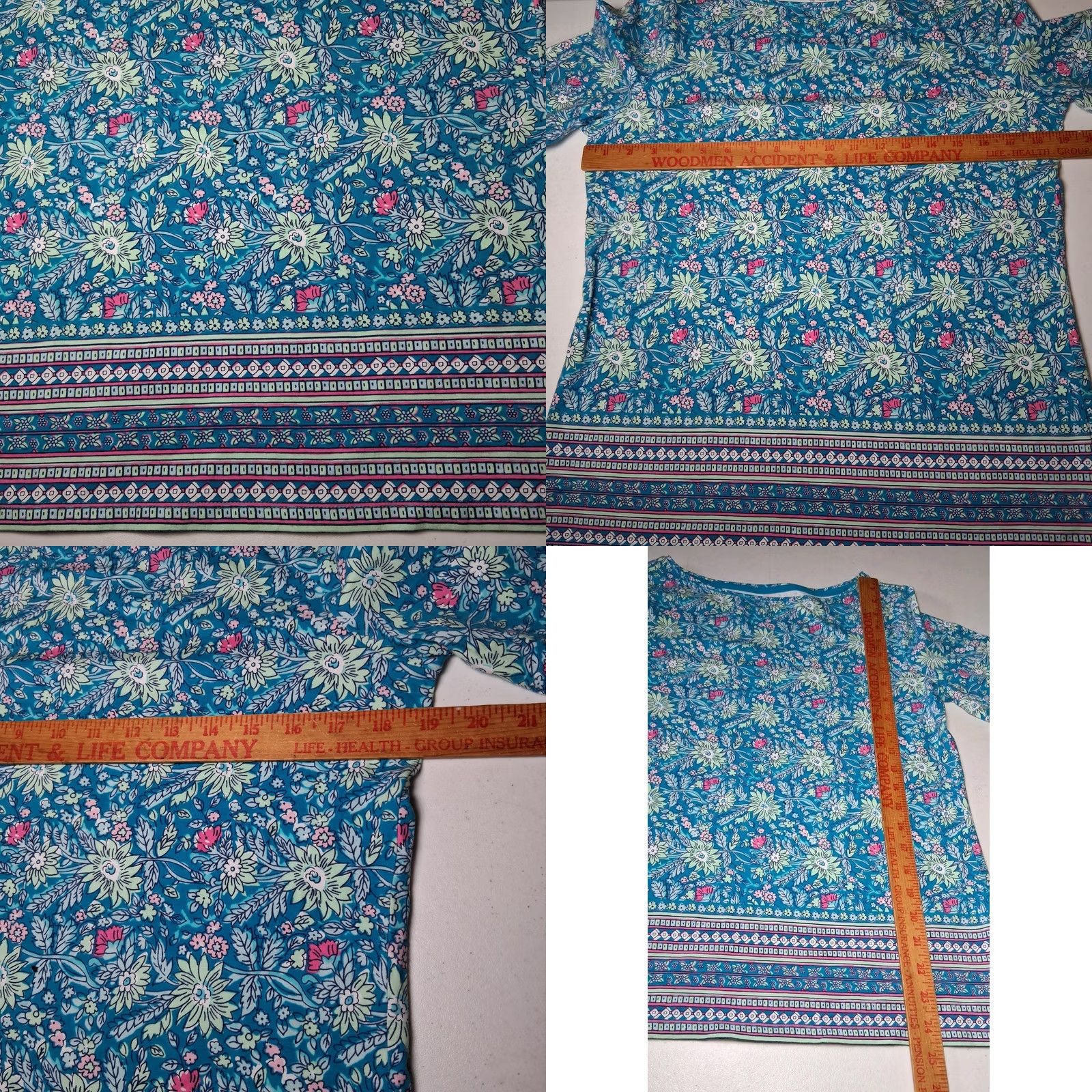 Talbots Talbots Shirt Womens M Blue Pink Mint Floral Striped 3/4 Sleeve Boat Neck Knit Top New Size M / US 6-8 / IT 42-44 - 8 Thumbnail