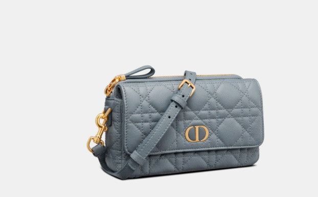 Dior o1w1db10924 Size: OS / Calfskin Caro Pouch in Slate Grey Size ONE SIZE - 1 Thumbnail